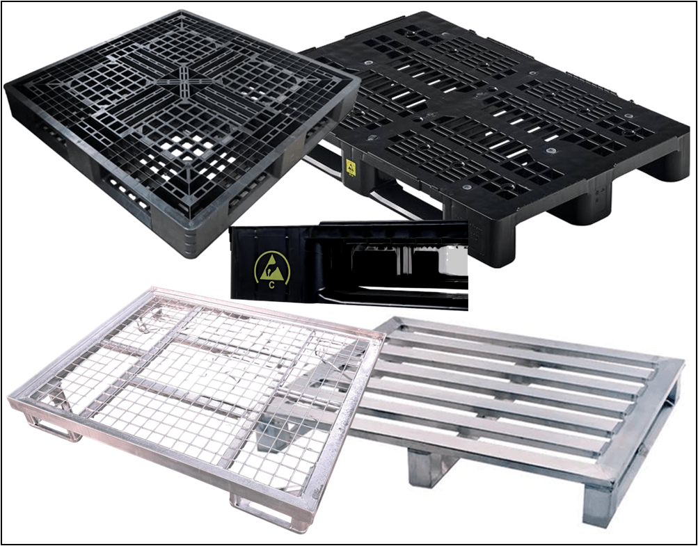 ESD Anti-Static Conductive or Dissipative Plastic Pallets & Stainless Steel Pallets Transport Packaging