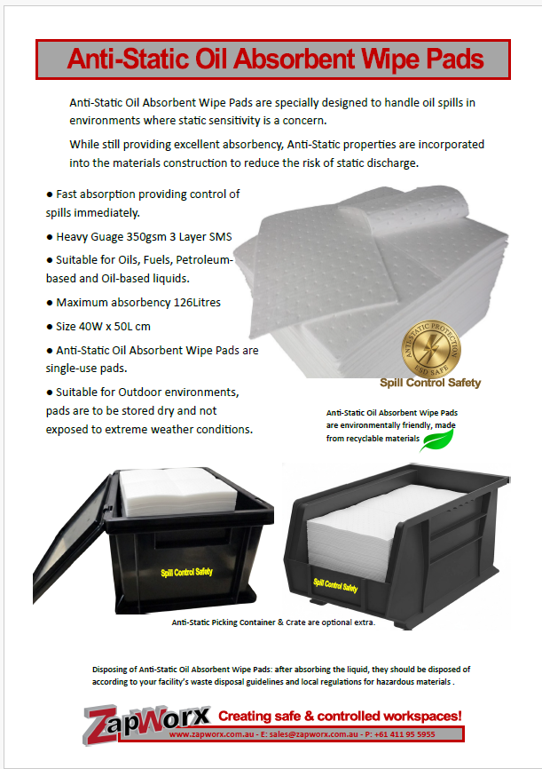 Anti-Static Oil Absorbent Wipes Pads