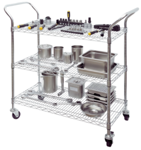 ESD Anti-Static 3 Tier Mesh Shelf Equipment Trolley