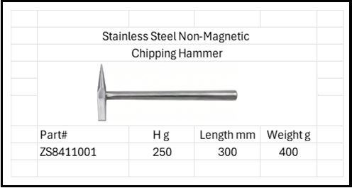 Stainless Steel Anti-Magnetic Sterile Chipping Hammer 316 & 304 SS Size