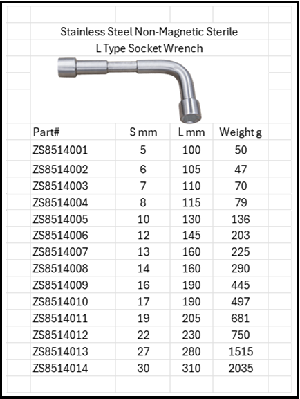 Stainless Steel Anti-Magnetic Sterile Double Socket L Type 316 & 304 SS Size