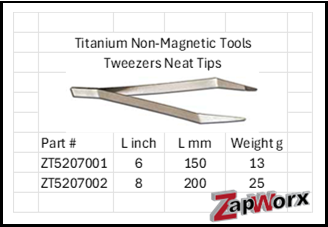 Titanium Non-Magnetic Tweezers Neat Tips Sizes