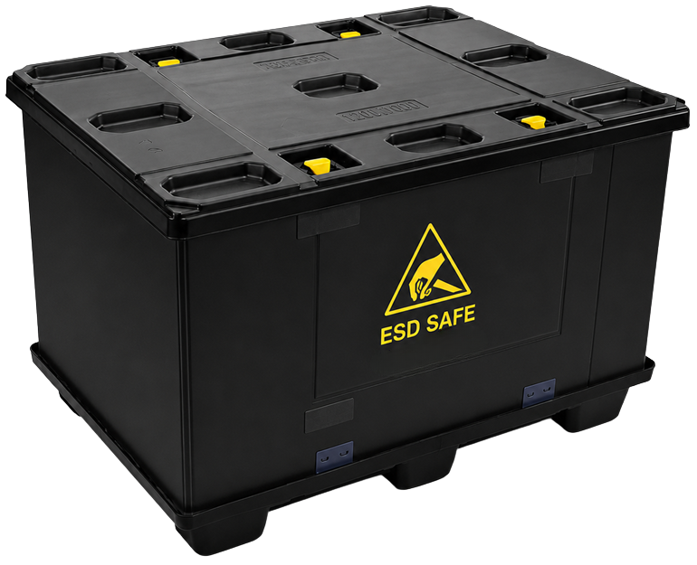 ESD Safe Anti-Static Pallet Box - Foldable Stackable