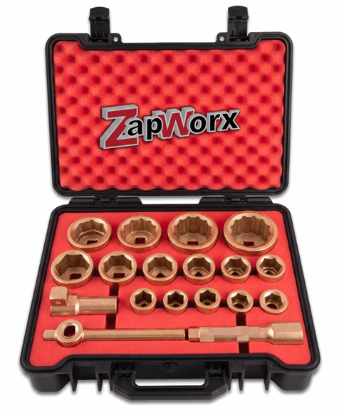 Zapworx 19 Piece Beryllium Copper Non-Sparking Anti-Magnetic Socket Kit