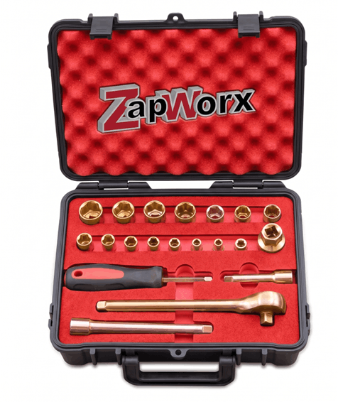 Zapworx 21 Piece Beryllium Copper Non-Sparking Anti-Magnetic Socket Kit