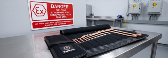 Zapworx Combination Open Ring Spanner Wrench Beryllium Copper Non-Sparking Anti-Magnetic Tool Roll