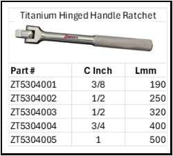 Zapworx Hinged Handle Wrench