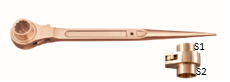 Zapworx Ratchet Wrench Double Side mm with Construction Pin Beryllium Copper Non-Sparking Non-Magnetic