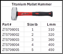 Zapworx Titanium Mallet Hammer