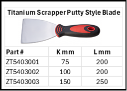 Zapworx Titanium Scrapper Putty Style Blade