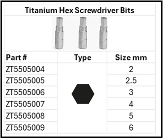Titanium Hex Screwdriver Bits Sizes
